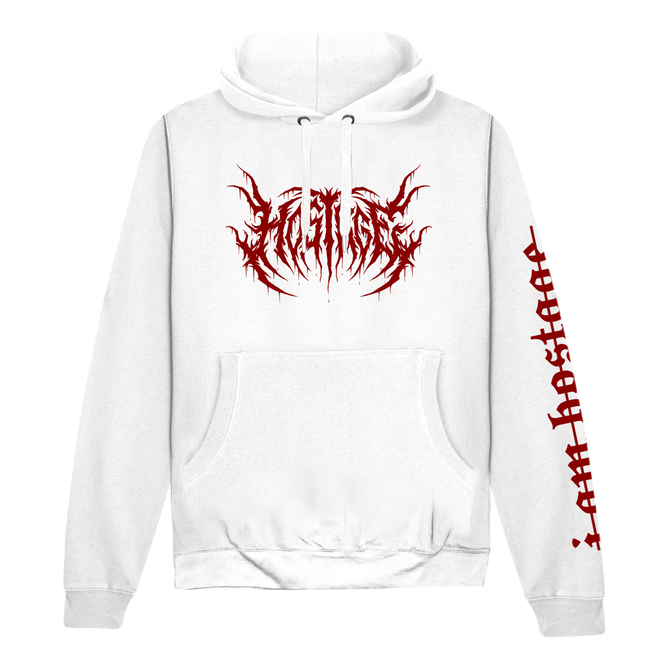 HOSTAGE Deathmetal White Hoodie Merchandise front