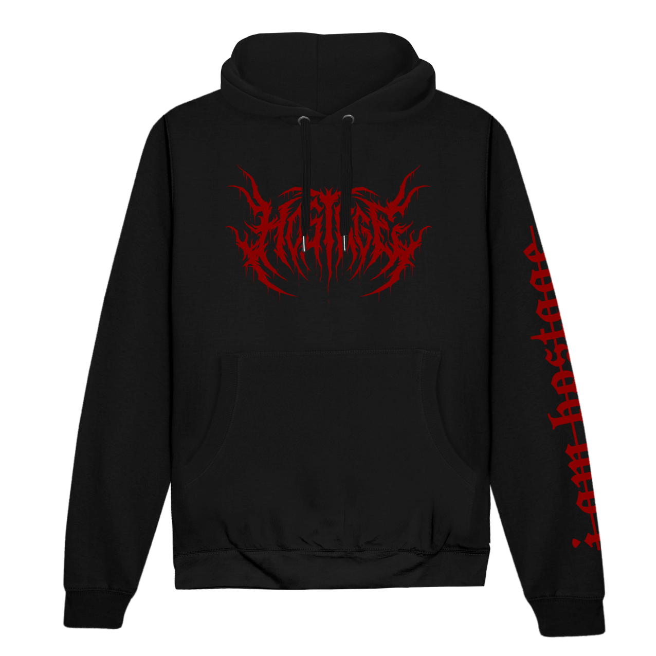 HOSTAGE Deathmetal Logo Black Hoodie Merchandise front